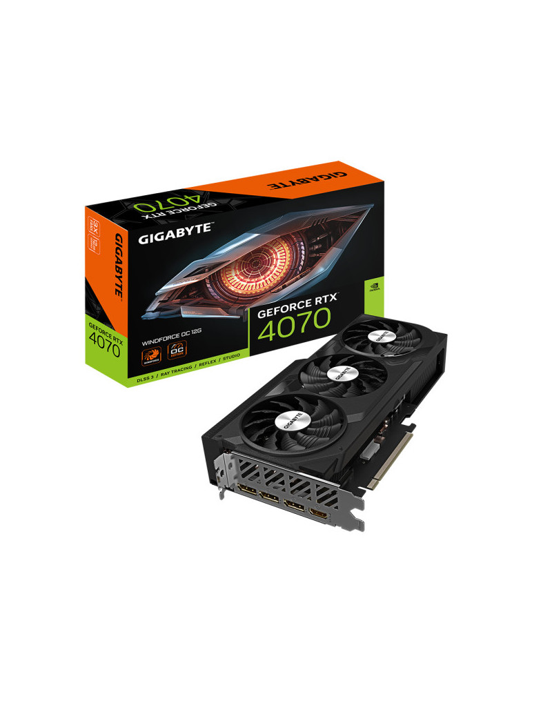 SVGA Gigabyte RTX4070 WindForce 3 12GB GDDR6, GV-N4070WF3OC-12GD  - 1