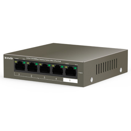 TEF1105P-4-63W 5-Port 10/100Mbps Desktop Switch with 4-Port PoE TENDA - 1
