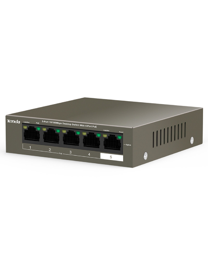 TEF1105P-4-63W 5-Port 10/100Mbps Desktop Switch with 4-Port PoE TENDA - 1