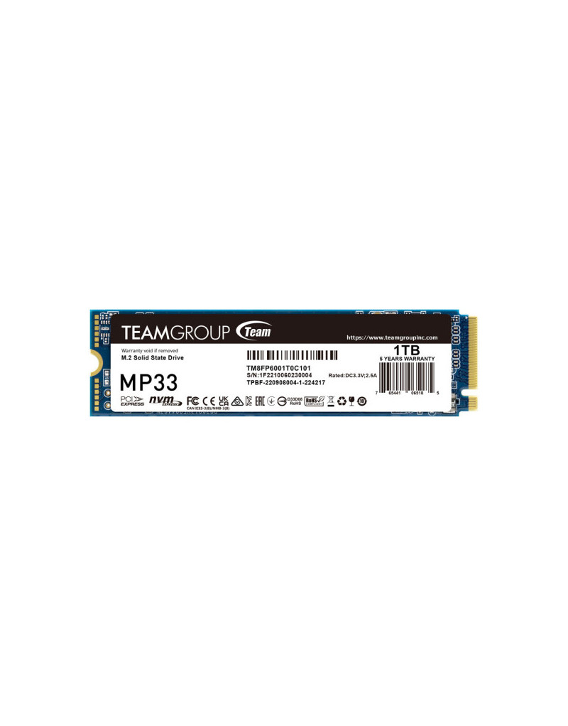 SSD M.2 NVMe TeamGroup 1TB MP33 Gen3x4 1800MBs/1500MBs TM8FP6001T0C101  - 1
