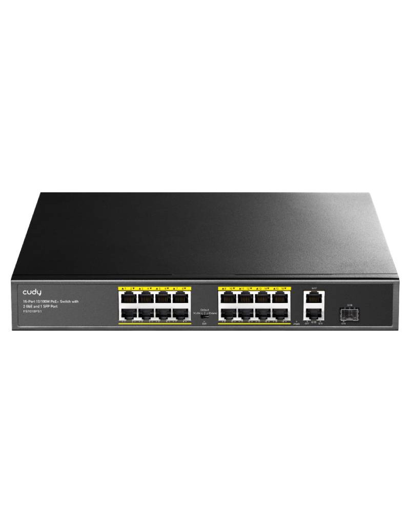FS1018PS1 16-Port 10/100M PoE+ Switch with 1 Combo SFP Port CUDY - 1