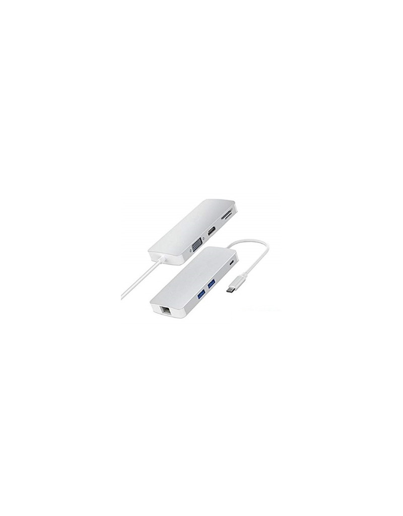 Adapter-konvertor TIP C na VGA+HDMI+SD/MICRO SD+RJ 45+2xUSB3.0+TIP C FAST ASIA - 1