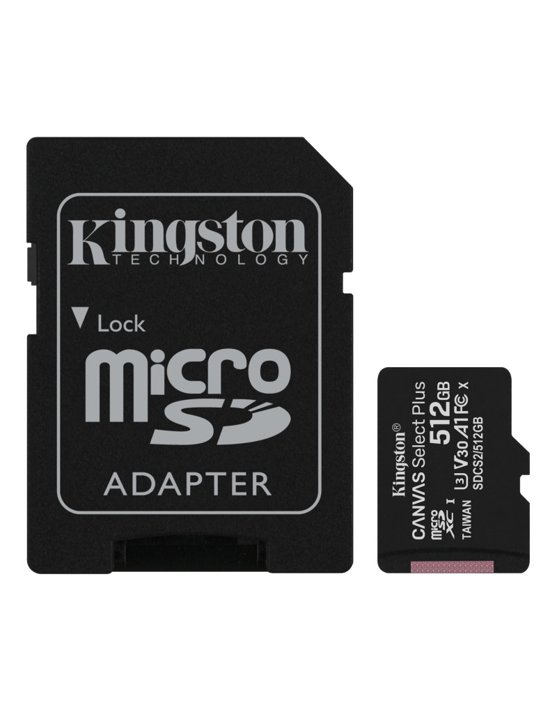 Memorijska kartica A1 MicroSDXC 512GB 100R class 10 SDCS2/512GB + adapter KINGSTON - 1 Memorijska kartica A1 MicroSDXC 512GB 100R class 10 SDCS2/512GB + adapter KINGSTON - 1