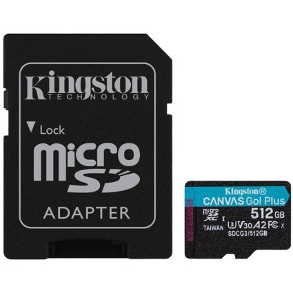 Memorijska kartica U3 V30 microSDXC 512GB Canvas Go Plus 170R A2 + adapter SDCG3/512GB KINGSTON - 1