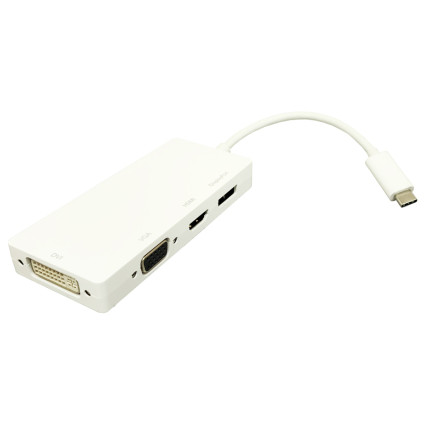 Adapter USB 3.1 tip C (M) - Display Port + HDMI + VGA + DVI (F) beli E-GREEN - 1