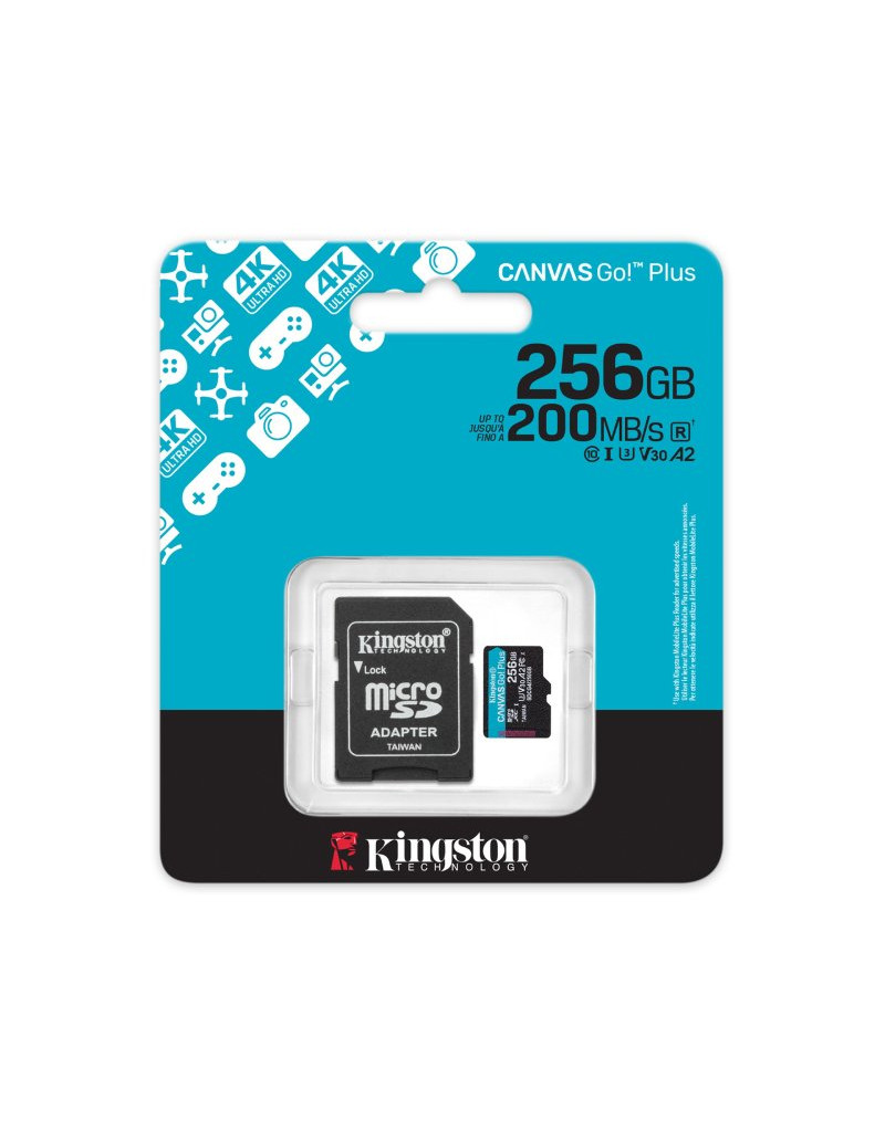 Memorijska kartica U3 V30 microSDXC 256GB Canvas Go Plus 200MB/s A2 + adapter SDCG4/256GB KINGSTON - 1 Memorijska kartica U3 V30 microSDXC 256GB Canvas Go Plus 200MB/s A2 + adapter SDCG4/256GB KINGSTON - 1