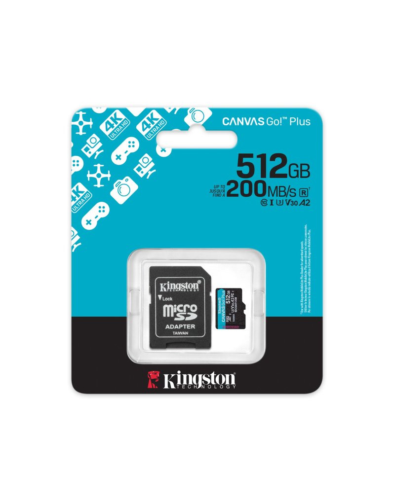Memorijska kartica U3 V30 microSDXC 512GB Canvas Go Plus 200MB/s A2 + adapter SDCG4/512GB KINGSTON - 1