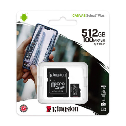 Micro SD Kingston 512GB Canvas Select Plus SDCS2/512GB +adapter  - 1