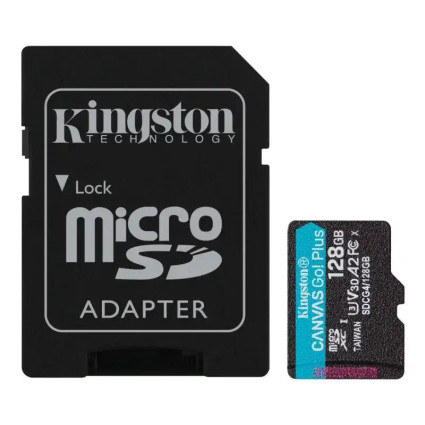 Micro SD Card 128GB Kingston+SD adapter SDCG4/128GB -  200/160 MB/s  - 1