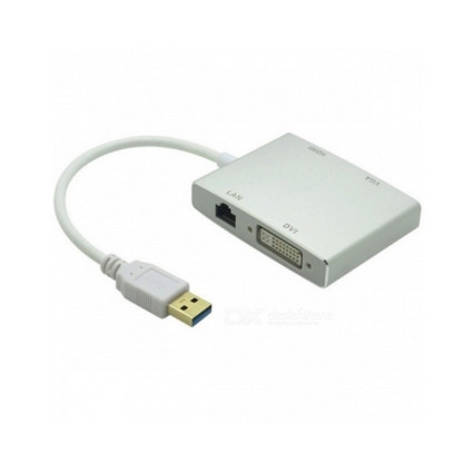 Adapter-konvertor USB 3.0 na HDMI + VGA+DVI + RJ45 FAST ASIA - 1