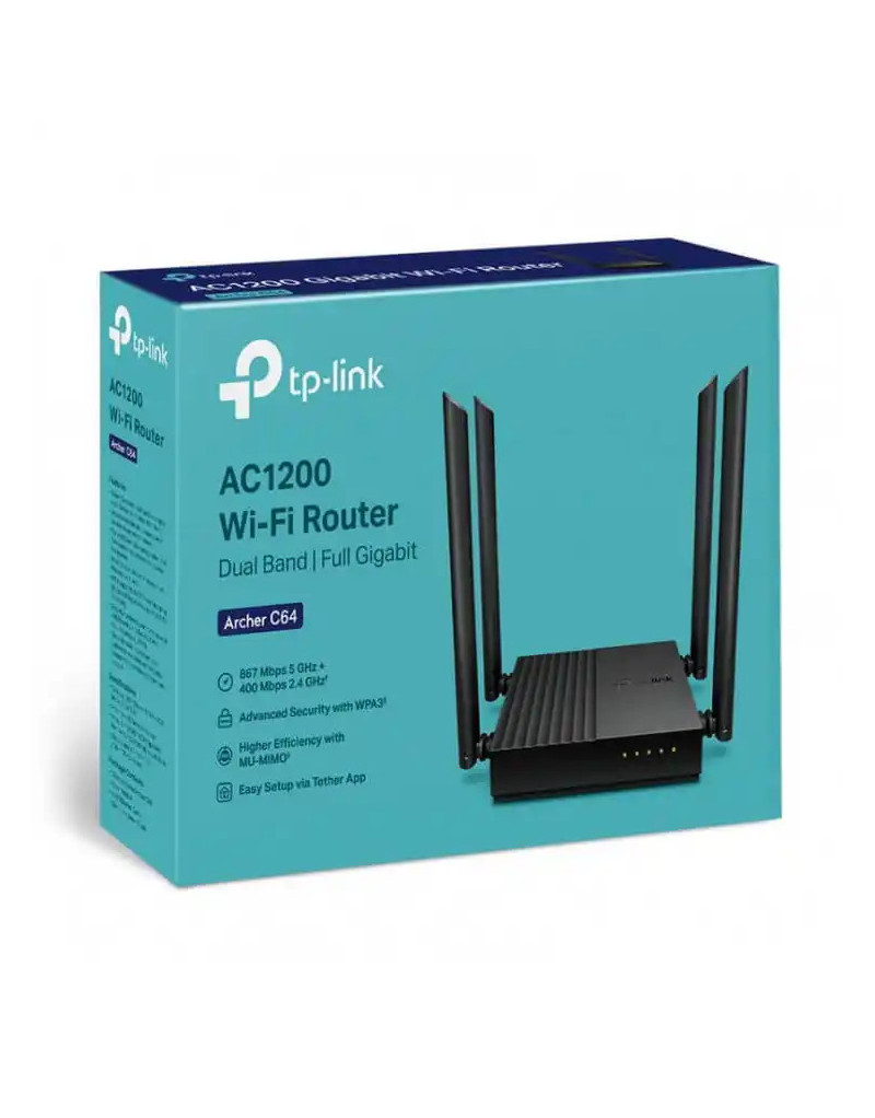 Wireless Router TP-Link Archer C64 AC1200 MU-MIMO 4x ext
