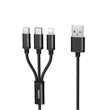 Kabl REMAX Gition RC-131 USB 3u1 Lightning/Micro USB/Type C crni 1m  - 1
