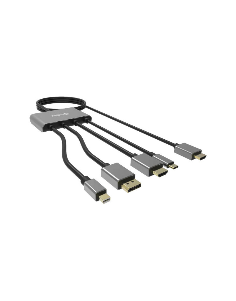 Kabl-display HUB Sandberg All-In-One USB C/DP/m DP/HDMI - HDMI 2m 509-21 - 1 Kabl-display HUB Sandberg All-In-One USB C/DP/m DP/HDMI - HDMI 2m 509-21 - 1
