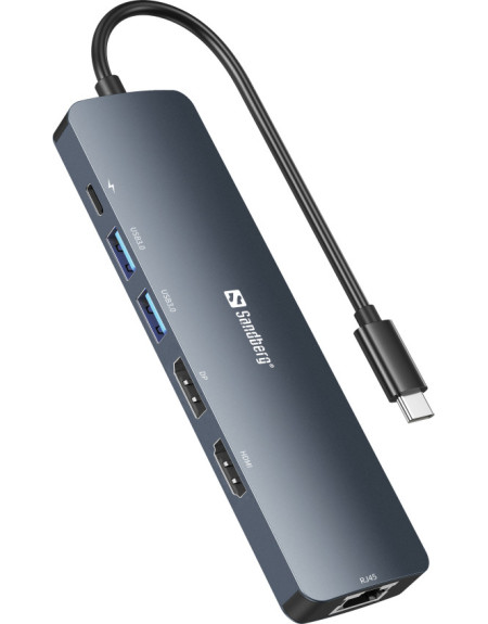 Docking station Sandberg USB-C - HDMI/DP/LAN/2xUSB 3.0/USB C PD