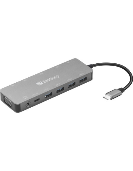 Docking station Sandberg 13in1 USB-C - 2xHDMI/VGA/LAN/3xUSB