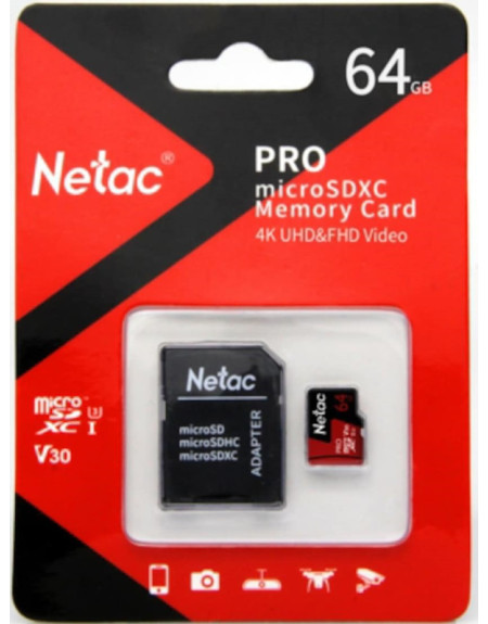 Micro SDXC Netac 64GB P500 Extreme Pro NT02P500PRO-064G-R + SD