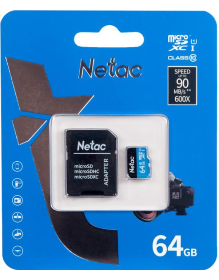 Micro SDXC Netac 64GB P500 Standard NT02P500STN-064G-R + SD