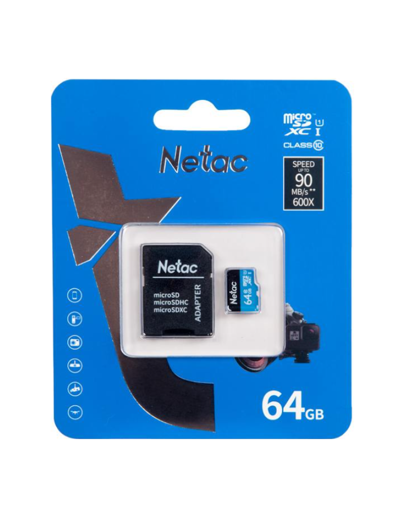 Micro SDXC Netac 64GB P500 Standard NT02P500STN-064G-R + SD