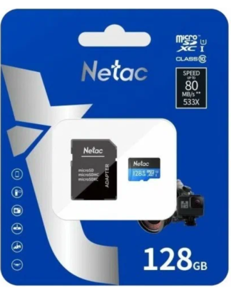 Micro SDXC Netac 128GB P500 Standard NT02P500STN-128G-R + SD