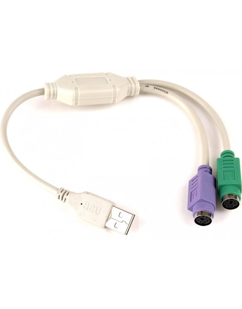 Adapter USB (M) - 2xPS/2 za miša i tastaturu (F) beli