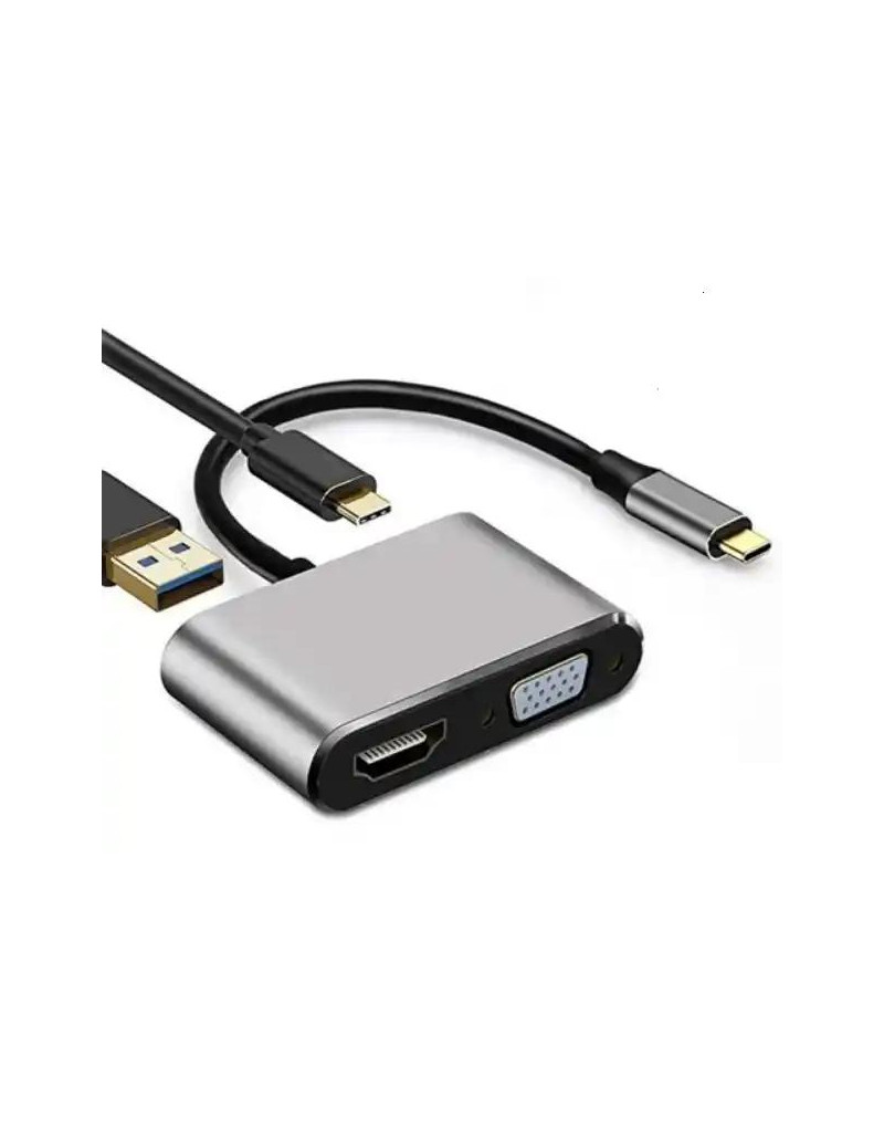 Adapter-konverter USB Tip C na HDMI 4K/VGA/1xUSB 3.0/Type C