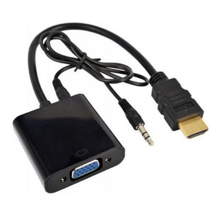 Adapter HDMI (M) - VGA D-sub (F) + Audio kabl 3.5mm (M/M) crni