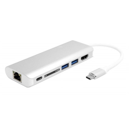 Adapter-konvertor TIP C na HDMI+ 2xUSB 3.0+ SD+ TIP C+ RJ45