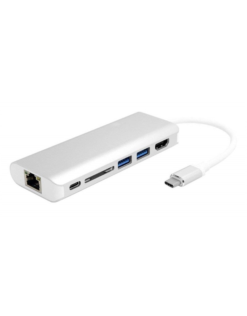 Adapter-konvertor TIP C na HDMI+ 2xUSB 3.0+ SD+ TIP C+ RJ45