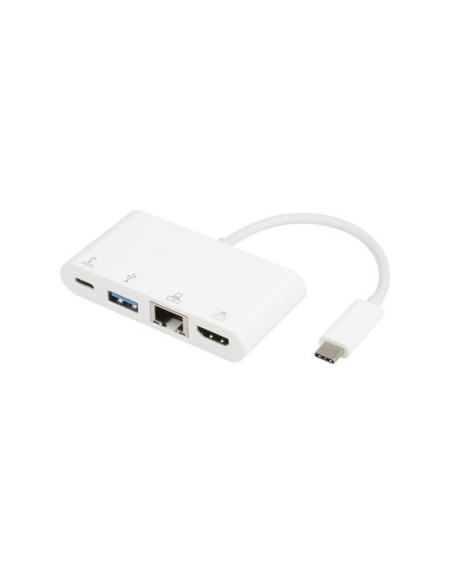 Adapter USB 3.1 tip C (M) - HDMI + USB3.0 + RJ45 + tip C (F) beli E-GREEN - 1
