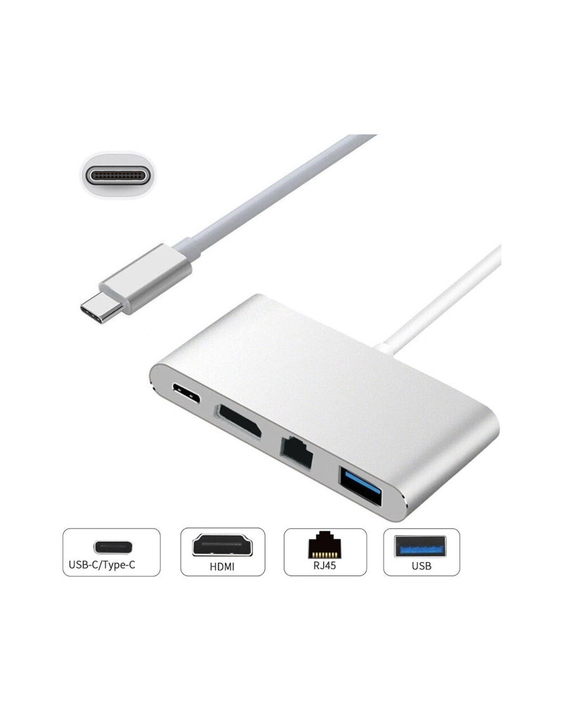 Adapter USB Tip C - HDMI + USB 3.0 + Tip C + RJ45 (F)