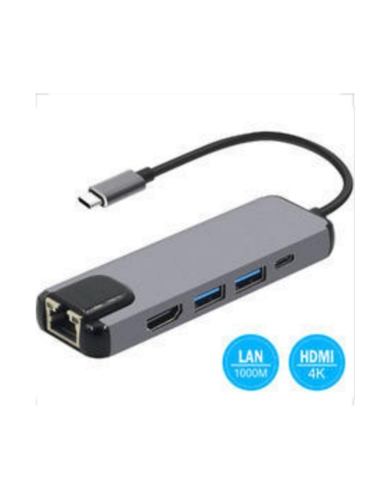 Adapter-konvertor TIP-C na HDMI + 2xUSB 3.0 + TIP C + RJ45 FAST ASIA - 1