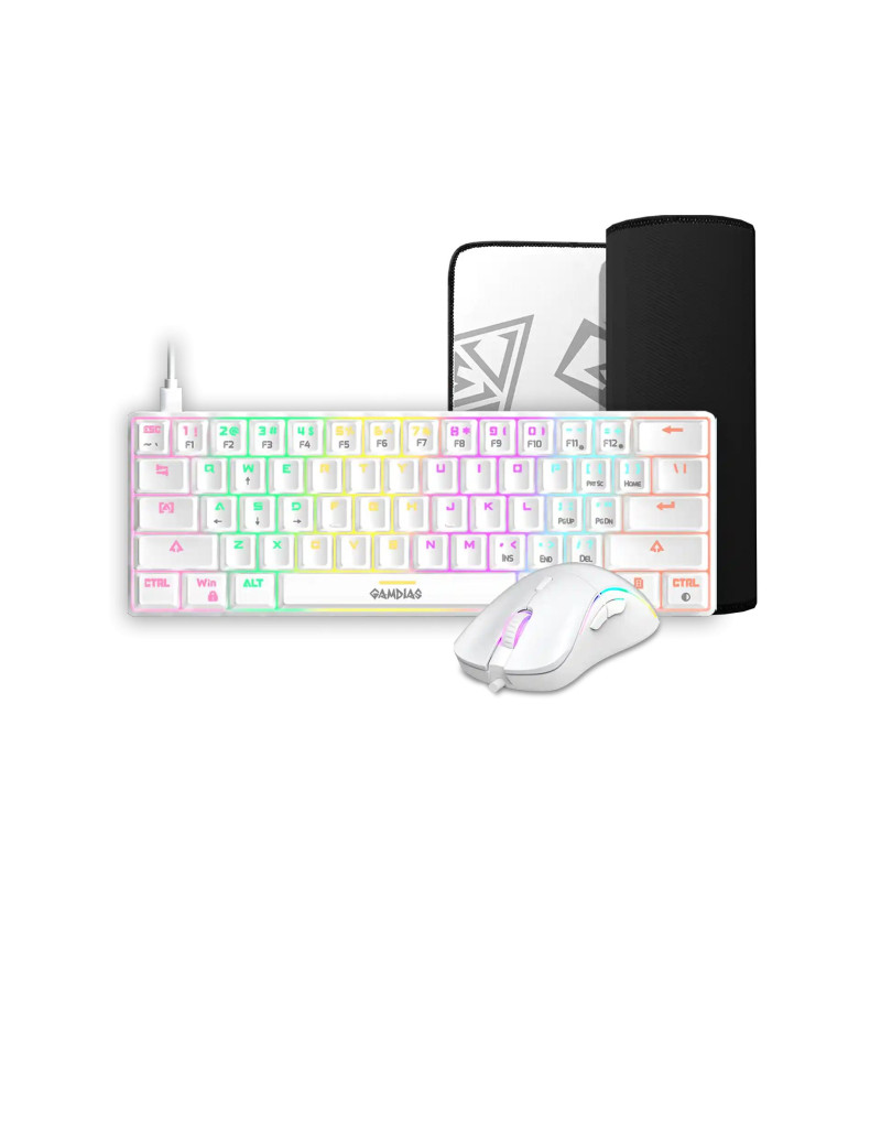 Tastatura + miš + podloga Gamdias Hermes E4 bela  - 1