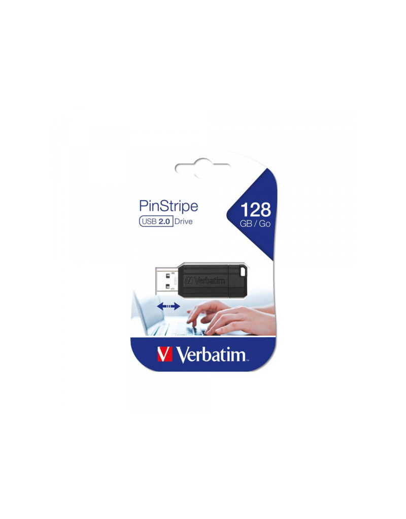 Flash USB 128GB Verbatim 2.0 Pinstripe  - 1