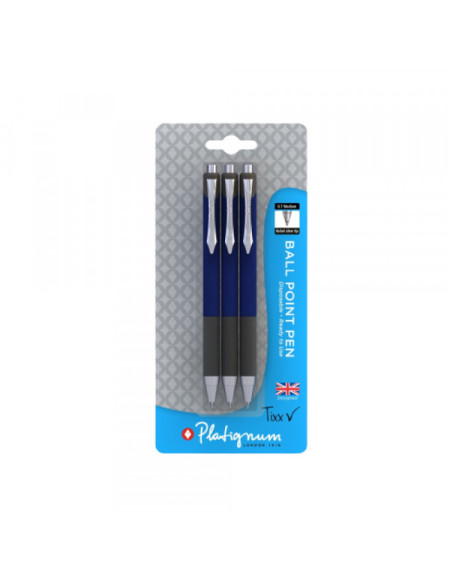 Hemijska olovka Platignum Tixx  blister 3 komada  plava  - 1