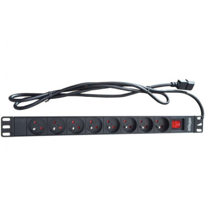 Kabl 230V razvodni PDU panel 19/1U sa 8 utičnih mesta,1.8m C14 (PDU-8SP-1U-C14)  - 1