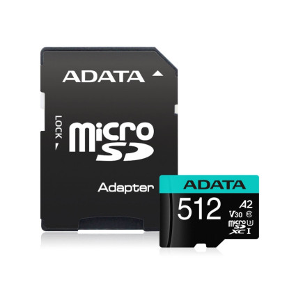 Memorijska kartica UHS-I U3 MicroSDXC 512GB V30S class 10 + adapter AUSDX512GUI3V30SA2-RA1 A-DATA - 1