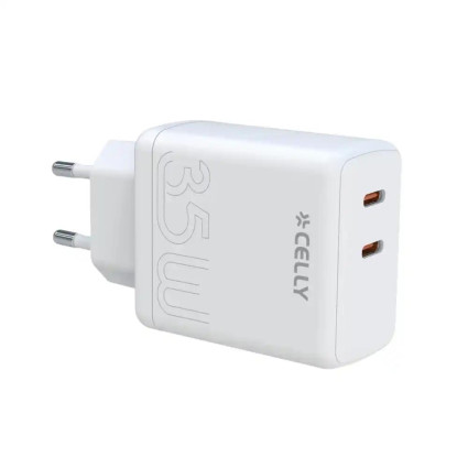 Kućni punjač Celly TC2USBC35WWH 35W 2x USB C  - 1