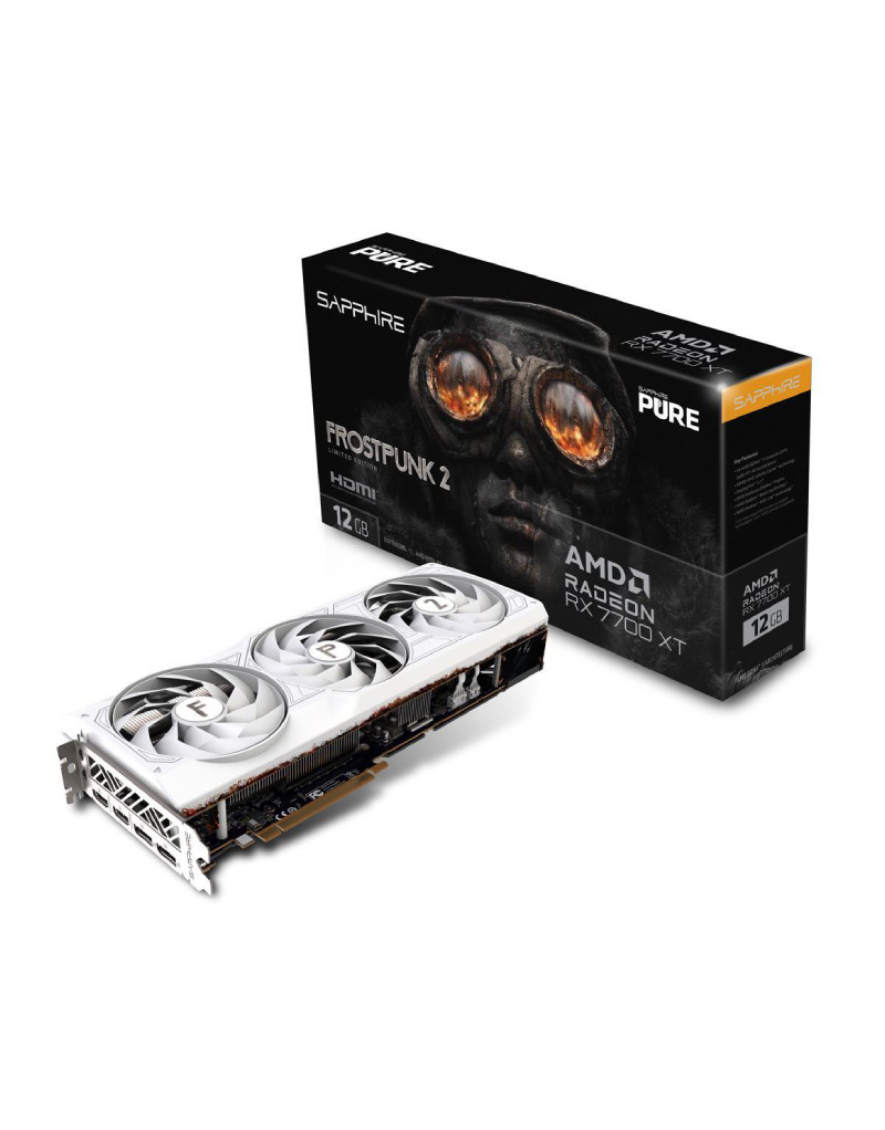 AMD Radeon PURE RX 7700 XT 12GB 192bit  Frostpunk 2 Edition 12GB (11335-08-50G) bela grafička karta SAPPHIRE - 1