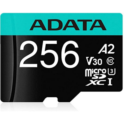 Memorijska kartica UHS-I U3 MicroSDXC 256GB V30S A2 + adapter AUSDX256GUI3V30SA2-RA1 A-DATA - 1