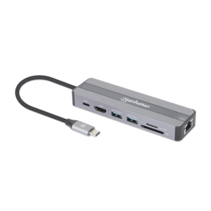 Docking station Manhattan 153928 7in1 USB-C - HDMI/2xUSB 3.0/LAN/CR/PD 87W  - 1