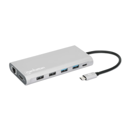 Docking station Manhattan 130660 12in1 USB-C - 3xHDMI/4xUSB/LAN/CR/PD 100W  - 1