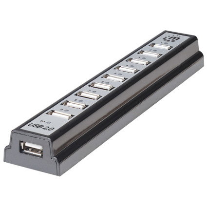 USB HUB 10port Manhattan 161572 2.0/480Mbps/Crni  - 1