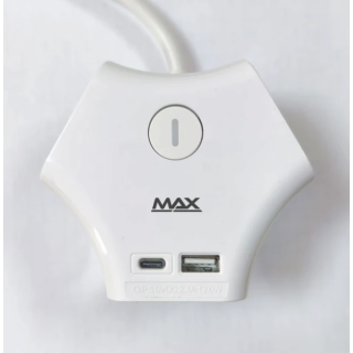 Produžni kabl sa prenaponskom zaštitom sa 3 utičnice MAX MPS-03UG-3M/3m/USB portovi(USB A + USB C )