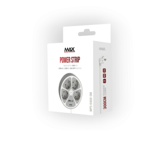 Produžni kabl sa prenaponskom zaštitom sa 4 utičnice MAX MPS-04UG-3M/3m/USB portovi