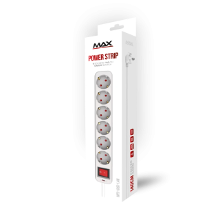 Produžni kabl sa prekidačem 6 utičnice 1.4m Max MPS-106S-1.4M Beli