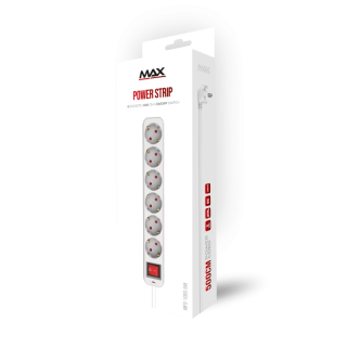 Produžni kabl sa prekidačem 6 utičnica 5m Max MPS-106S-5M Beli