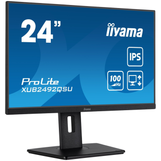 IIYAMA Monitor LED XUB2492QSU-B1 23.8" IPS 2560 x 1440 @100Hz 300 cd/m² 1000:1 0.5ms HDMI DP USB-Hub height, swivel, tilt, pivot (rotation both sides) 3y