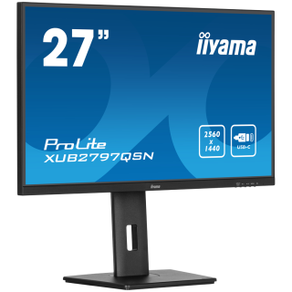 IIYAMA Monitor LED XUB2797QSN-B2 27" IPS 2560 x 1440 @100Hz 300 cd/m² 1300:1 1ms HDMI DP USB-C 65W RJ45 Daisy Chain USB Hub 3.2 height, swivel, tilt, pivot (rotation both sides), 3-side borderless design, matte finish