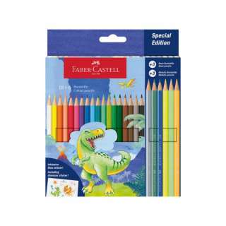 Drvene Bojice Faber Castell Dino Klasik 1/10 +3 met+3 neon + stikeri 111213
